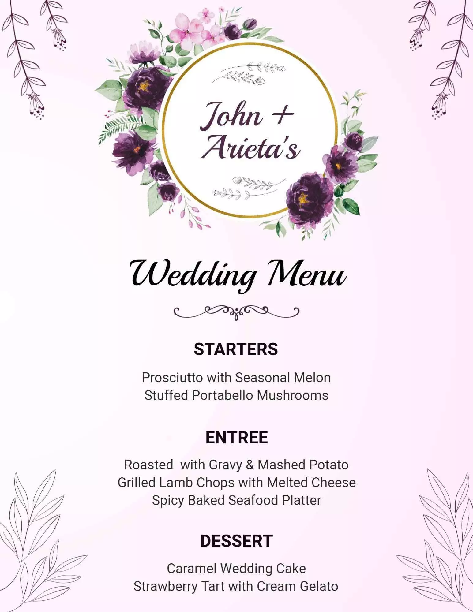 Wedding Menu